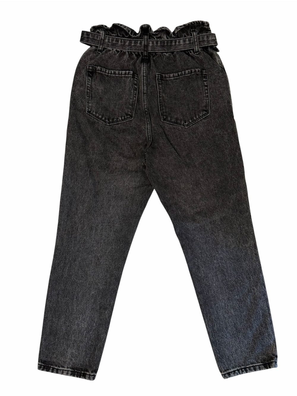 VERVET BY FLYING MONKEY Black High-Rise Paperbag Jeans with Tie Belt - Picture 2 of 4